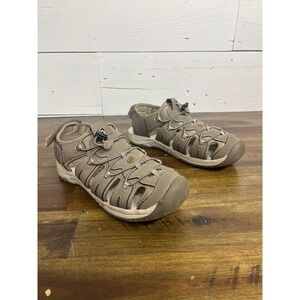 Khombu Crystal Womens 9.5M Taupe Leather Closed Toe Hiking Water Sandals Shoes